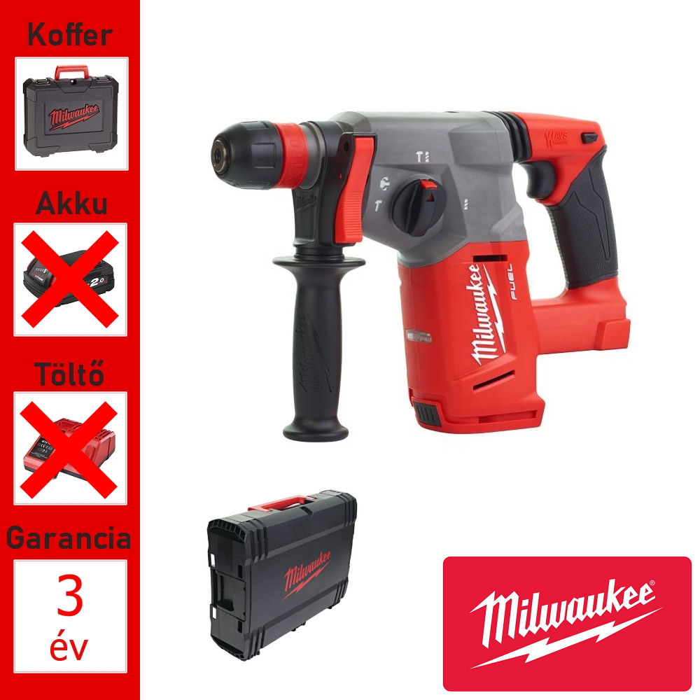 Milwaukee 18V akkus kombikalapács géptest, 2,5J ütőerő + koffer